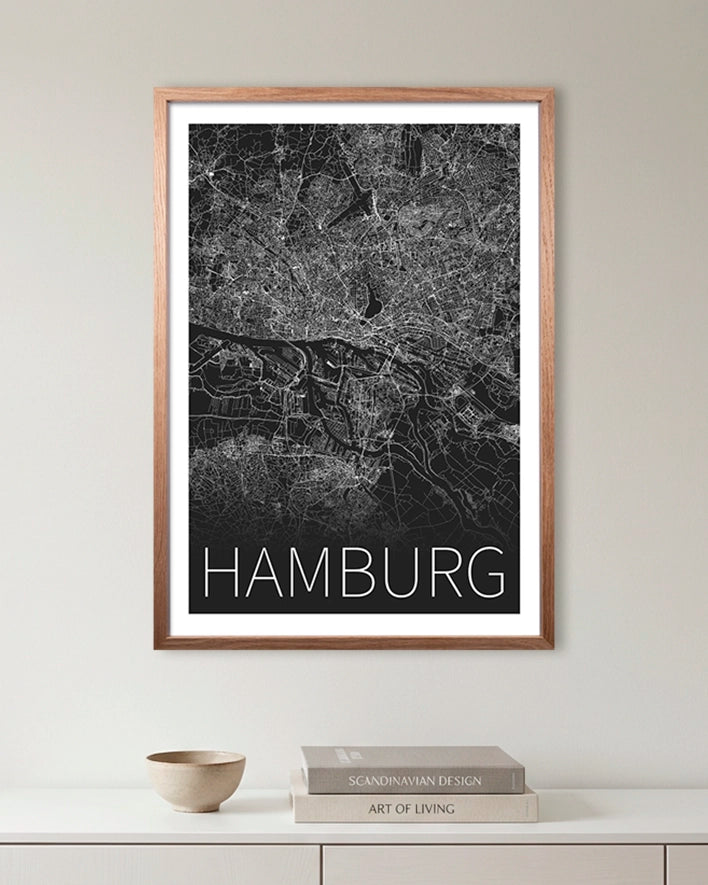 Hamburg Karte Schwarz-Weiß