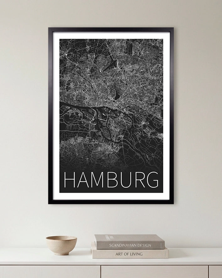 Hamburg Karte Schwarz-Weiß