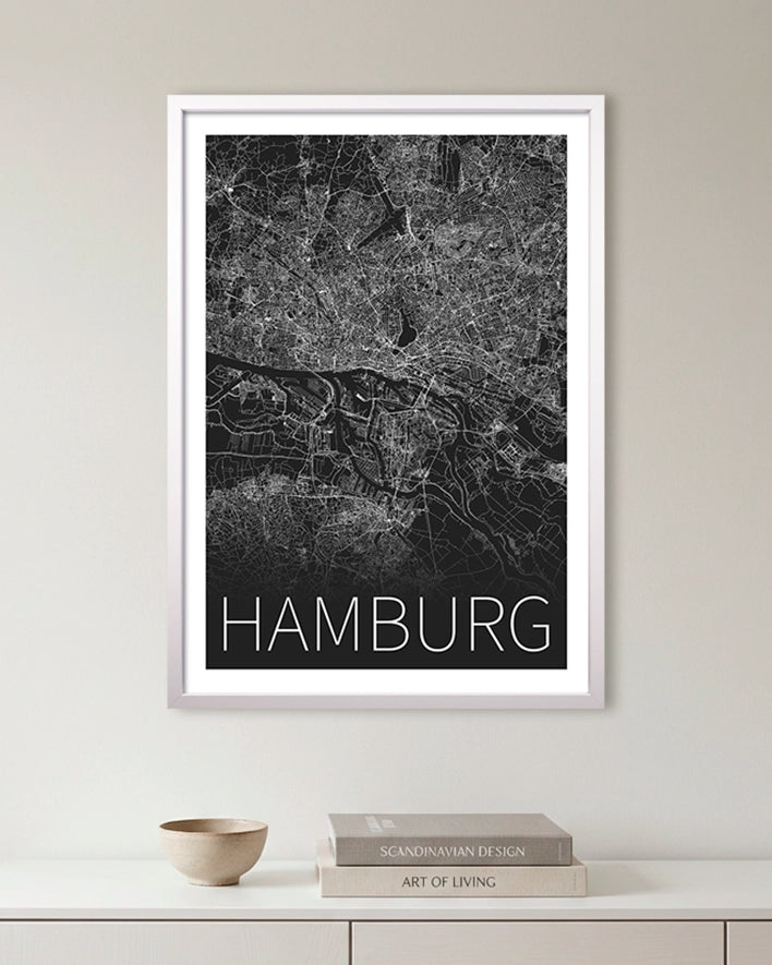 Hamburg Karte Schwarz-Weiß