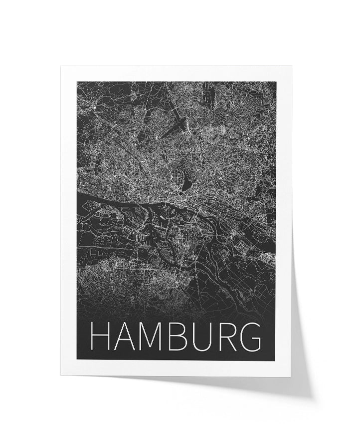 Hamburg Karte Schwarz-Weiß