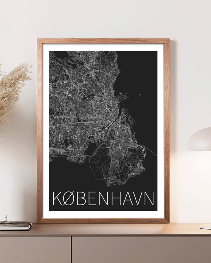 Kopenhagen Karte Schwarz-Weiß