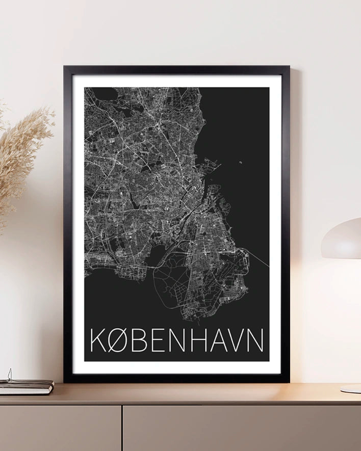 Kopenhagen Karte Schwarz-Weiß