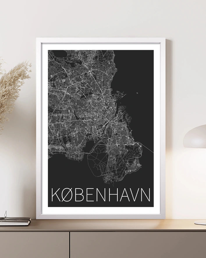 Kopenhagen Karte Schwarz-Weiß