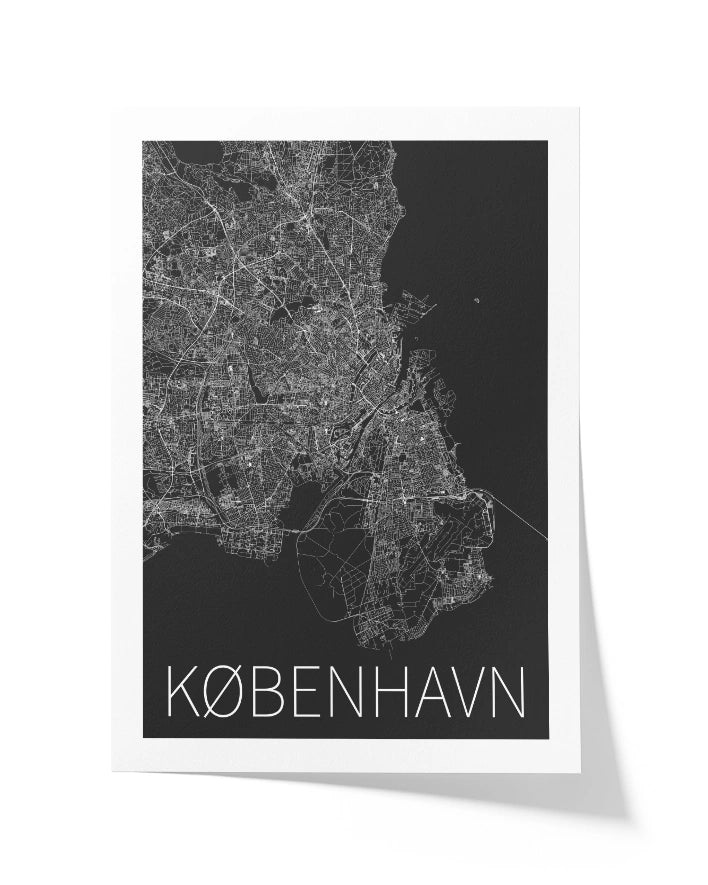 Kopenhagen Karte Schwarz-Weiß