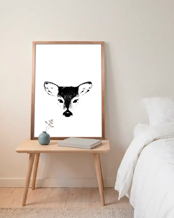 Reh Illustration Schwarz-Weiß