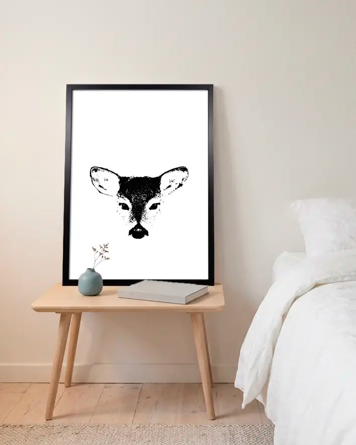 Reh Illustration Schwarz-Weiß