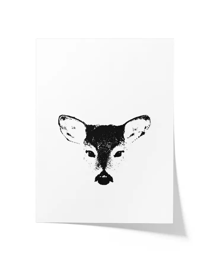 Reh Illustration Schwarz-Weiß